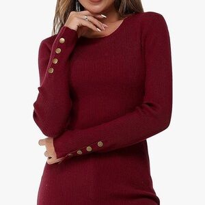 Ann Taylor Burgundy Sweater Women’s Medium with gold buttons